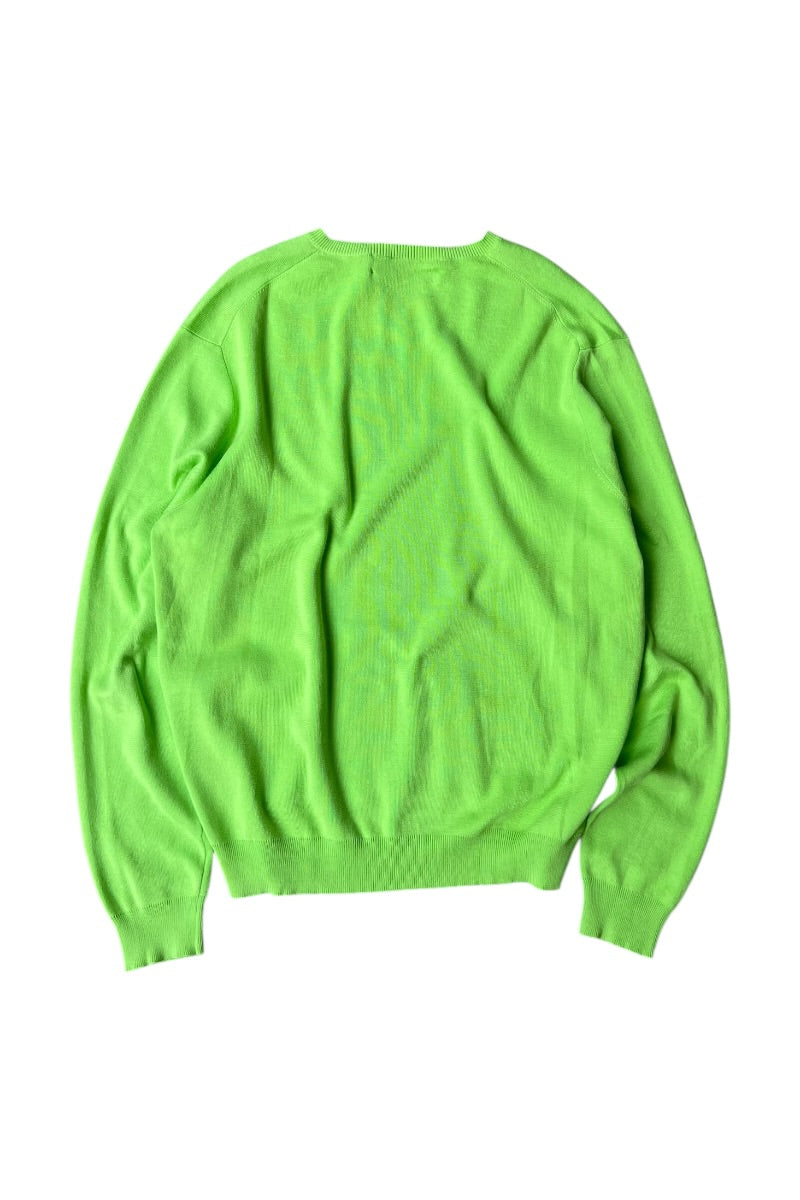 90'S V-NECK PIMA COTTON KNIT SWEATER / NEON [SIZE: L USED]
