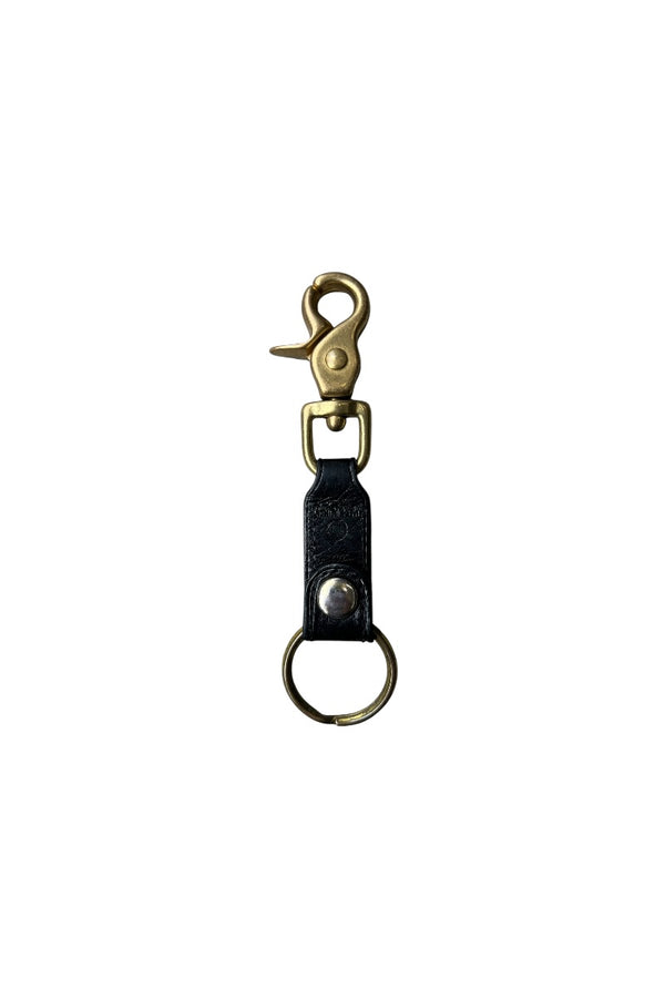 BRASS & LEATHER KEY CHAIN / BLACK [SIZE: ONE SIZE USED]