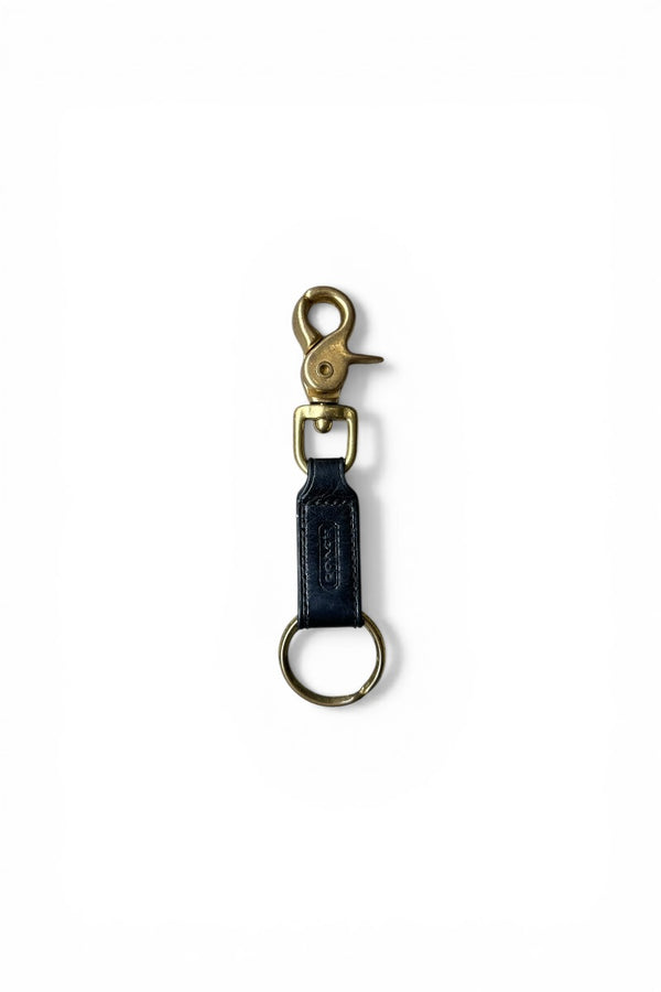 BRASS & LEATHER KEY CHAIN / BLACK [SIZE: ONE SIZE USED]