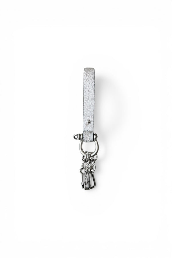 LEATHER KEY RING / WHITE [SIZE: ONE SIZE DEADSTOCK/NOS]
