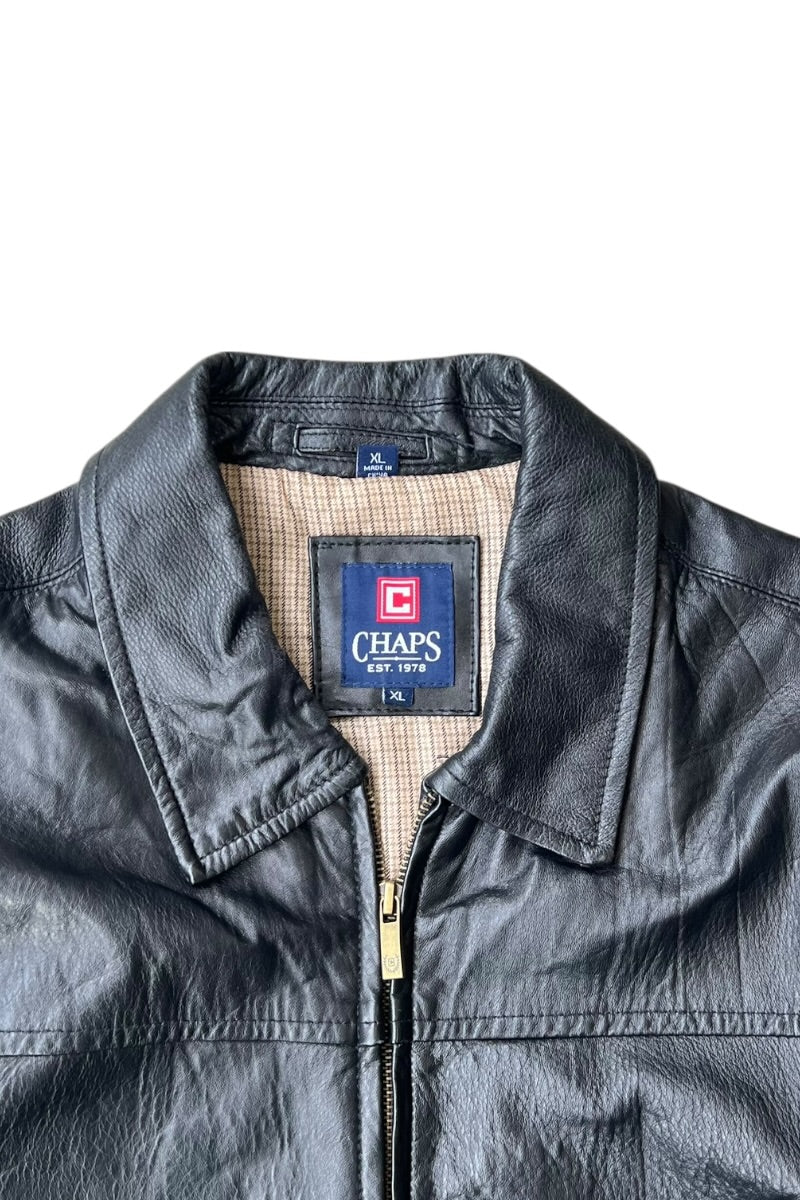 ZIP LEATHER JACKET / BLACK [SIZE: XL USED]