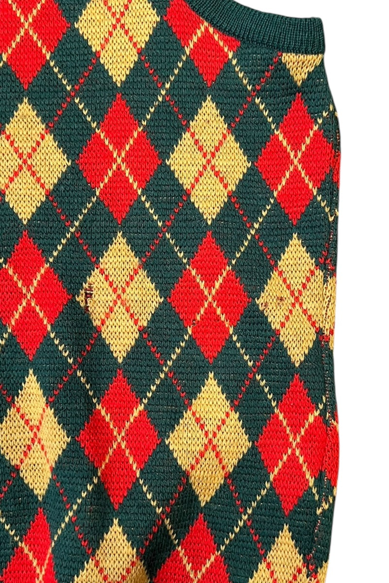 MADE IN SCOTLAND 70-80'S WOOL VEST / GREEN [SIZE: L USED]