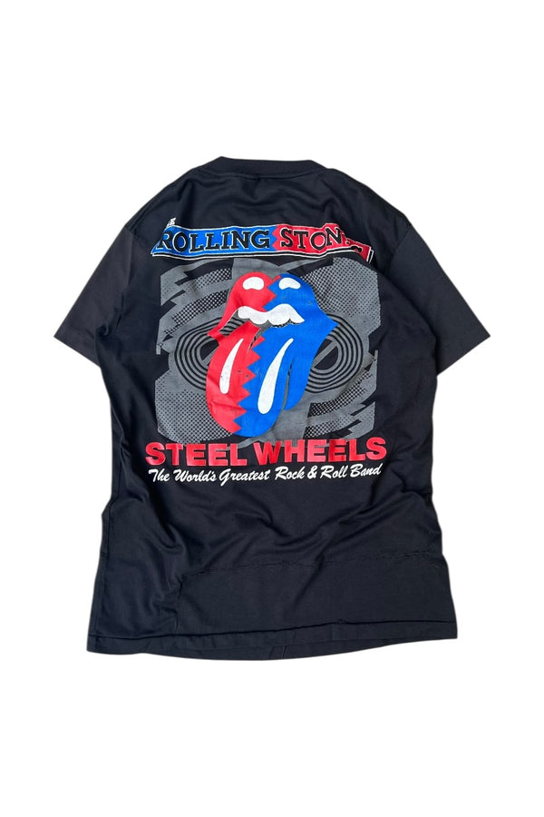 MADE IN USA 89'S THE ROLLING STONES BAND T-SHIRT / BLACK [SIZE: L USED]