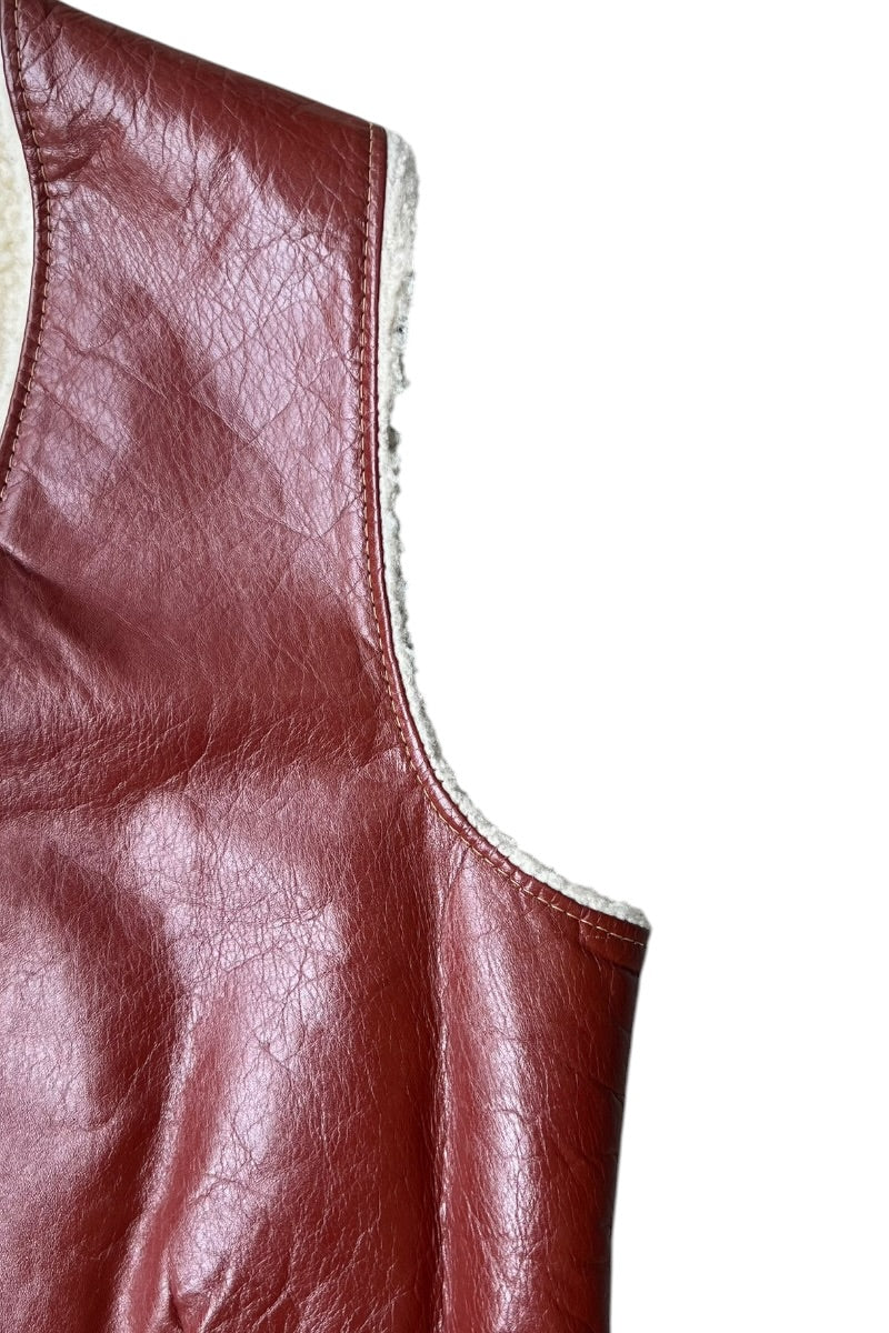 79'S COWHIDE LEATHER VEST / BROWN [SIZE: S USED]