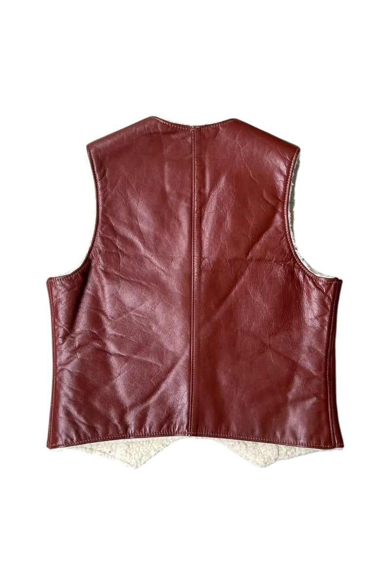 79'S COWHIDE LEATHER VEST / BROWN [SIZE: S USED]