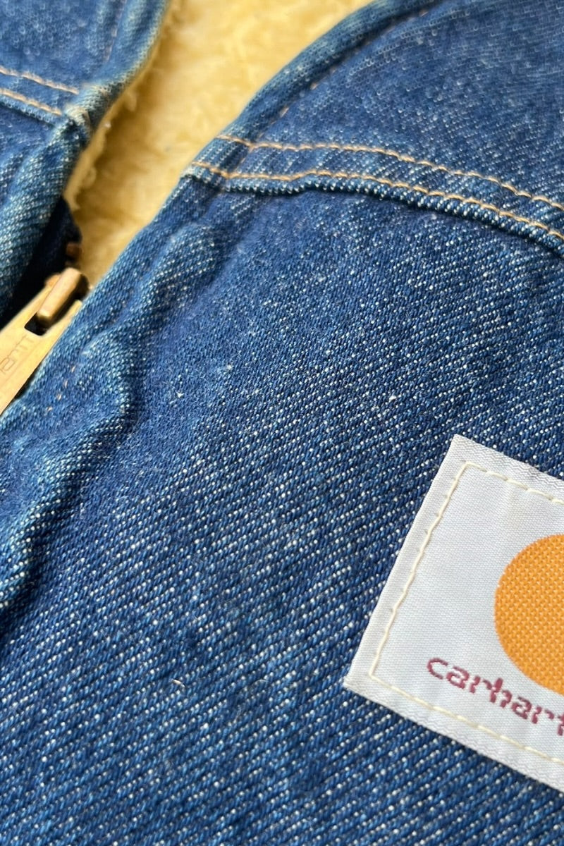90'S DENIM VEST W/BOA LINER / INDIGO [SIZE: M USED]