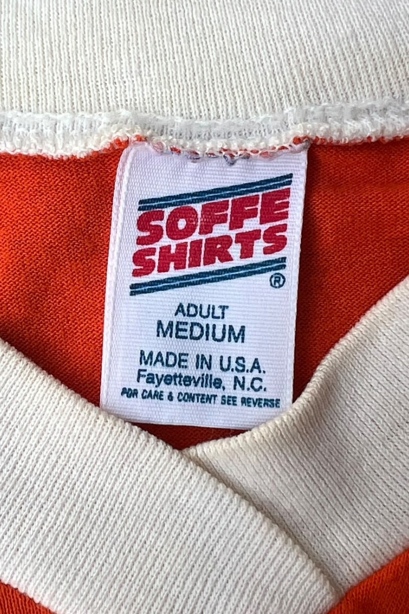 MADE IN USA 80'S V-NECK T-SHIRT / ORANGE [SIZE: S USED]