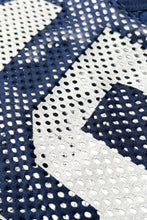 画像をギャラリービューアに読み込む, MADE IN USA 90'S NYLON MESH V-NECK GAME SHIRT / NAVY [SIZE: XL USED]
