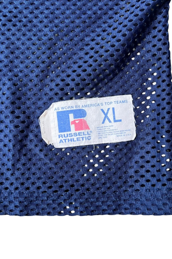 MADE IN USA 90'S NYLON MESH V-NECK GAME SHIRT / NAVY [SIZE: XL USED]