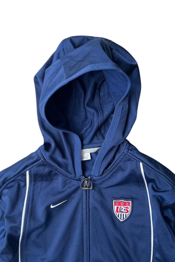 Y2K EARLY 00'S USA NATIONAL FOOTBALL TEAM ZIP HOODIE JACKET / NAVY [SIZE: L USED]