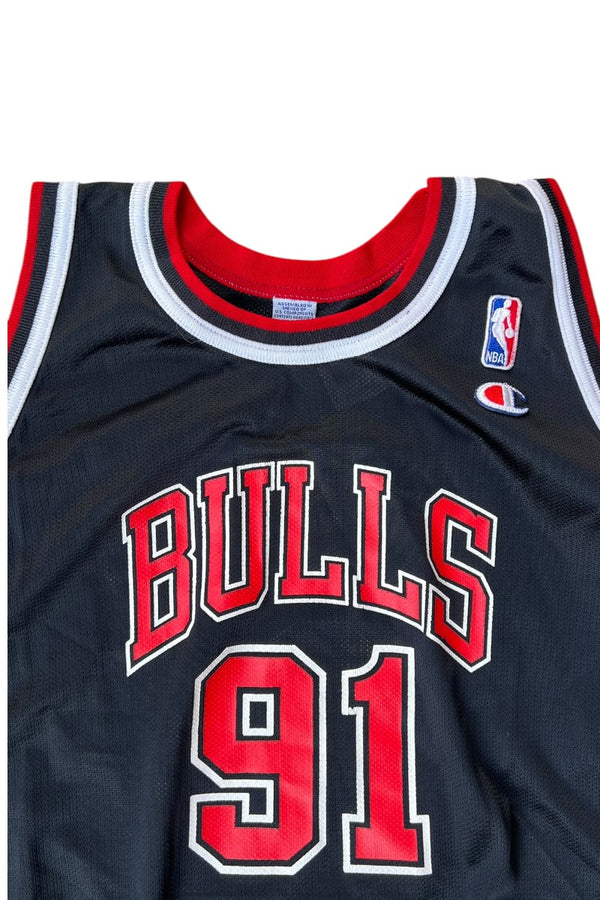 MADE IN MEXICO 90'S BULLS RODMAN BASKETBALL GAME SHIRT / BLACK [SIZE: L USED]