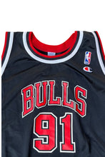 画像をギャラリービューアに読み込む, MADE IN MEXICO 90'S BULLS RODMAN BASKETBALL GAME SHIRT / BLACK [SIZE: L USED]
