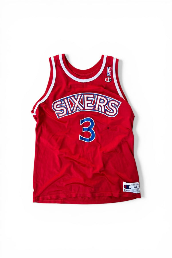 90'S PHILADELPHIA 76ERS IVERSON 3 GAME SHIRT / RED [SIZE: 44 USED]