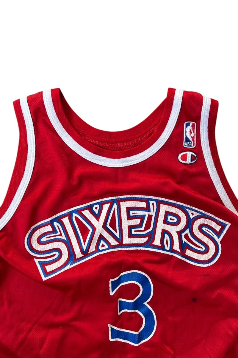 90'S PHILADELPHIA 76ERS IVERSON 3 GAME SHIRT / RED [SIZE: 44 USED]