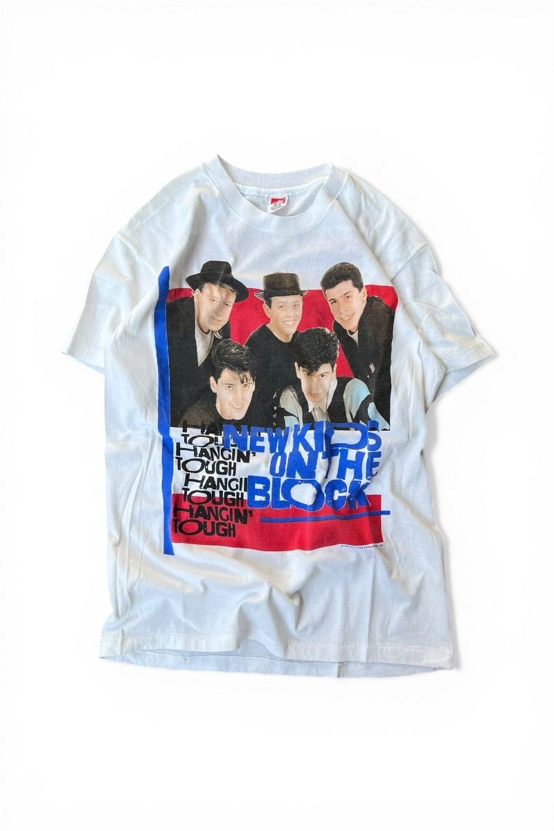 MADE IN USA 89'S NEW KIDS ON THE BLOCK BAND T-SHIRT / WHITE [SIZE: M USED]