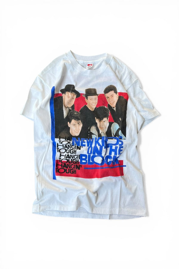 MADE IN USA 89'S NEW KIDS ON THE BLOCK BAND T-SHIRT / WHITE [SIZE: M USED]