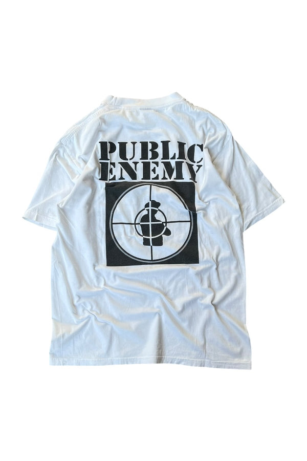 90'S PUBLIC ENEMY HIP HOP RAP T-SHIRT / WHITE [SIZE: L USED]