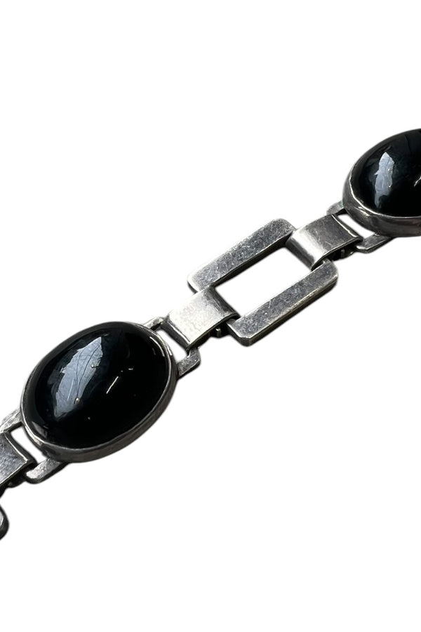 MADE IN MEXICO 925 SILVER BRACELET W/ONYX / SILVER [SIZE: ONE SIZE USED]