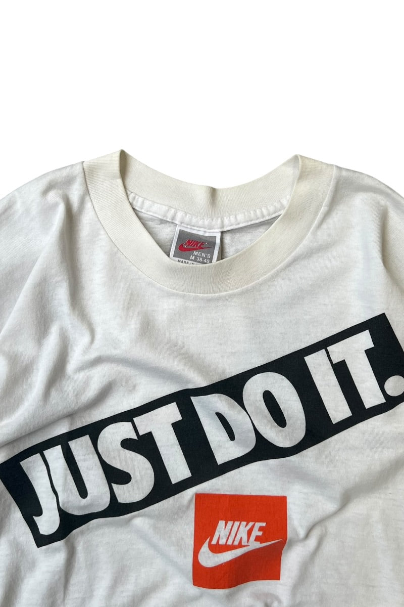 MADE IN USA 90'S JUST DO IT T-SHIRT / WHITE [SIZE: M USED]