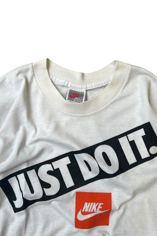 MADE IN USA 90'S JUST DO IT T-SHIRT / WHITE [SIZE: M USED]