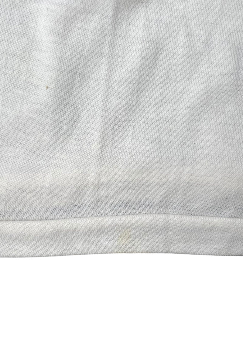 MADE IN USA 80'S TIGER PRINT RINGER T-SHIRT / WHITE [SIZE: M USED]