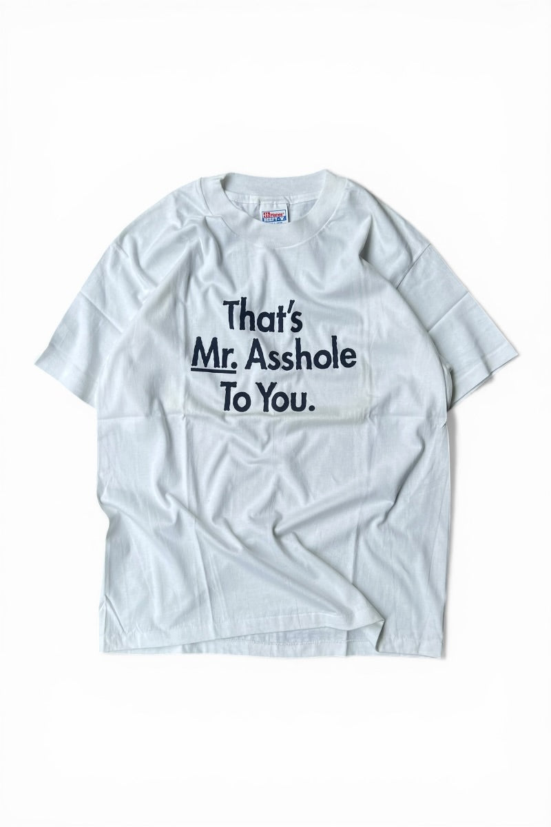 MADE IN USA 90'S THAT'S MR. ASSHOLE TO YOU T-SHIRT / WHITE [SIZE: L USED]