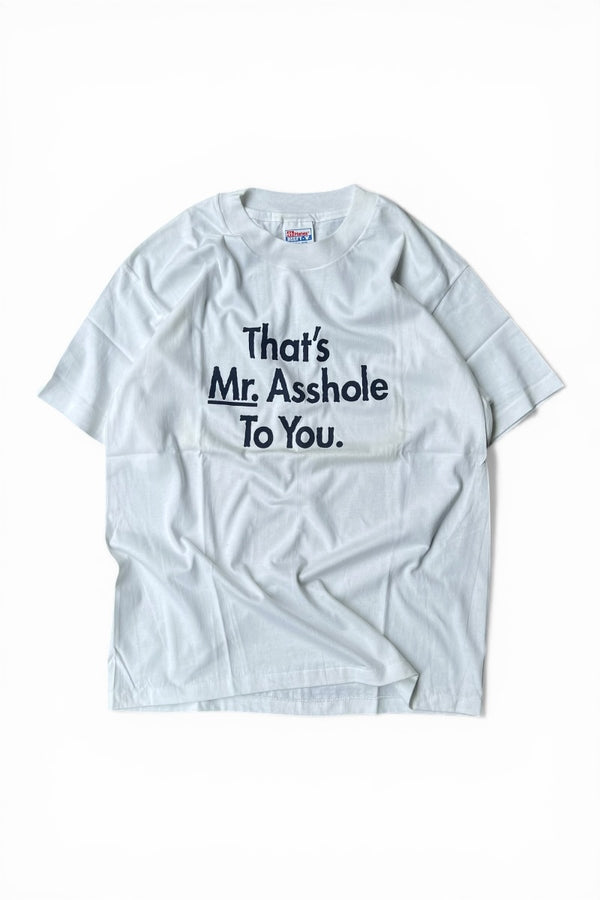 MADE IN USA 90'S THAT'S MR. ASSHOLE TO YOU T-SHIRT / WHITE [SIZE: L USED]