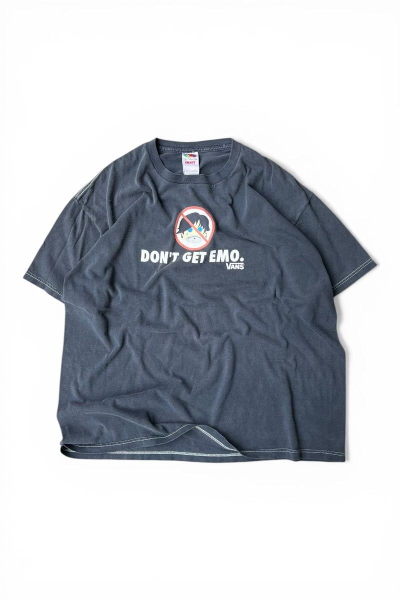 90'S VANS PRINT MESSEGE T-SHIRT / BLACK [SIZE: XL USED]