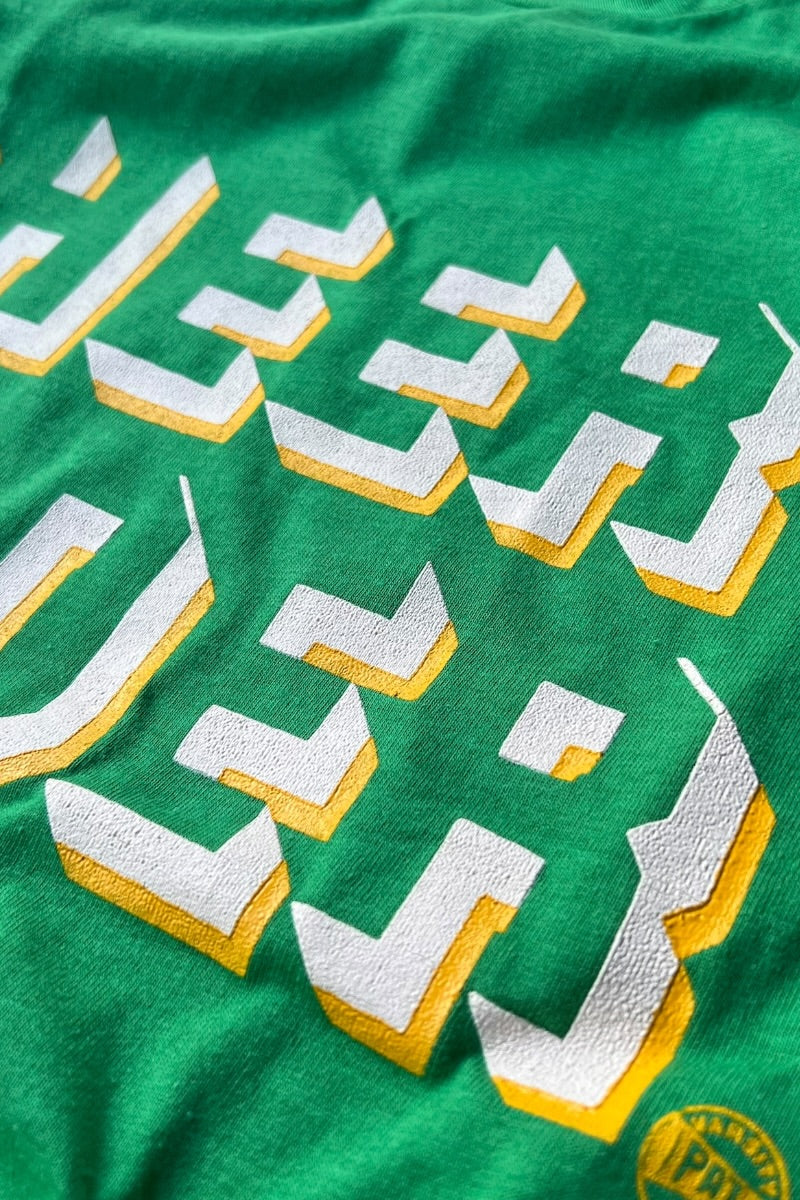 MADE IN USA 90'S CHEER LEADER S/S T-SHIRT / GREEN [SIZE: M USED]