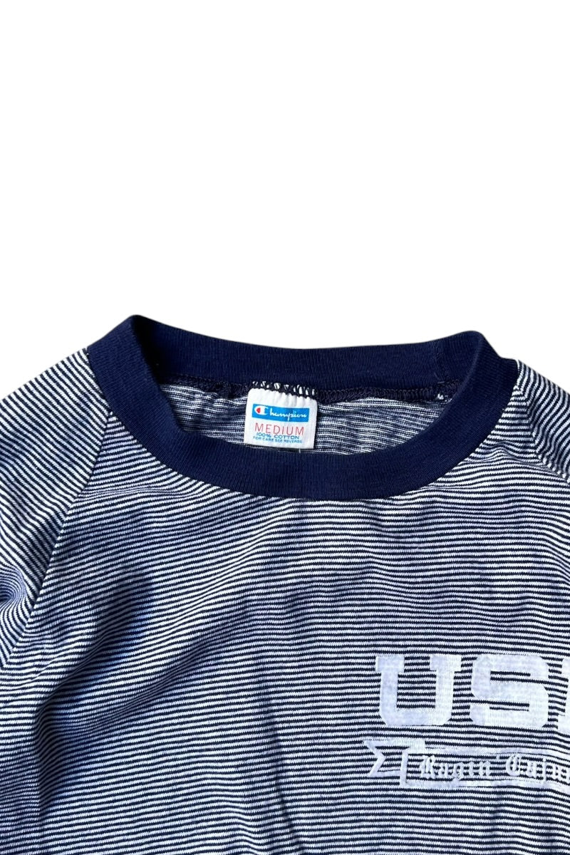 MADE IN USA 80'S RINGER T-SHIRT / STRIPE [SIZE: M USED]