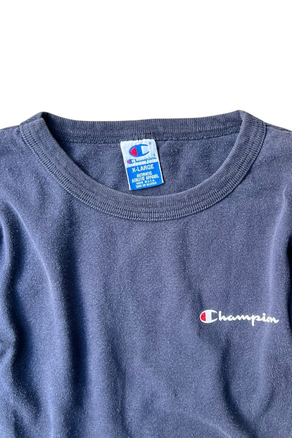 MADE IN USA 90'S ONE POINT LOGO T-SHIRT / NAVY [SIZE: XL USED]