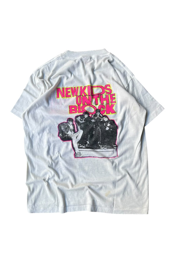 MADE IN USA 90'S NEW KIDS ON THE BLOCK BAND T-SHIRT / WHITE [SIZE: L USED]