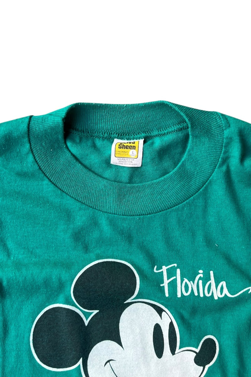 MADE IN USA 90'S MICKEY T-SHIRT / GREEN [SIZE: L USED]