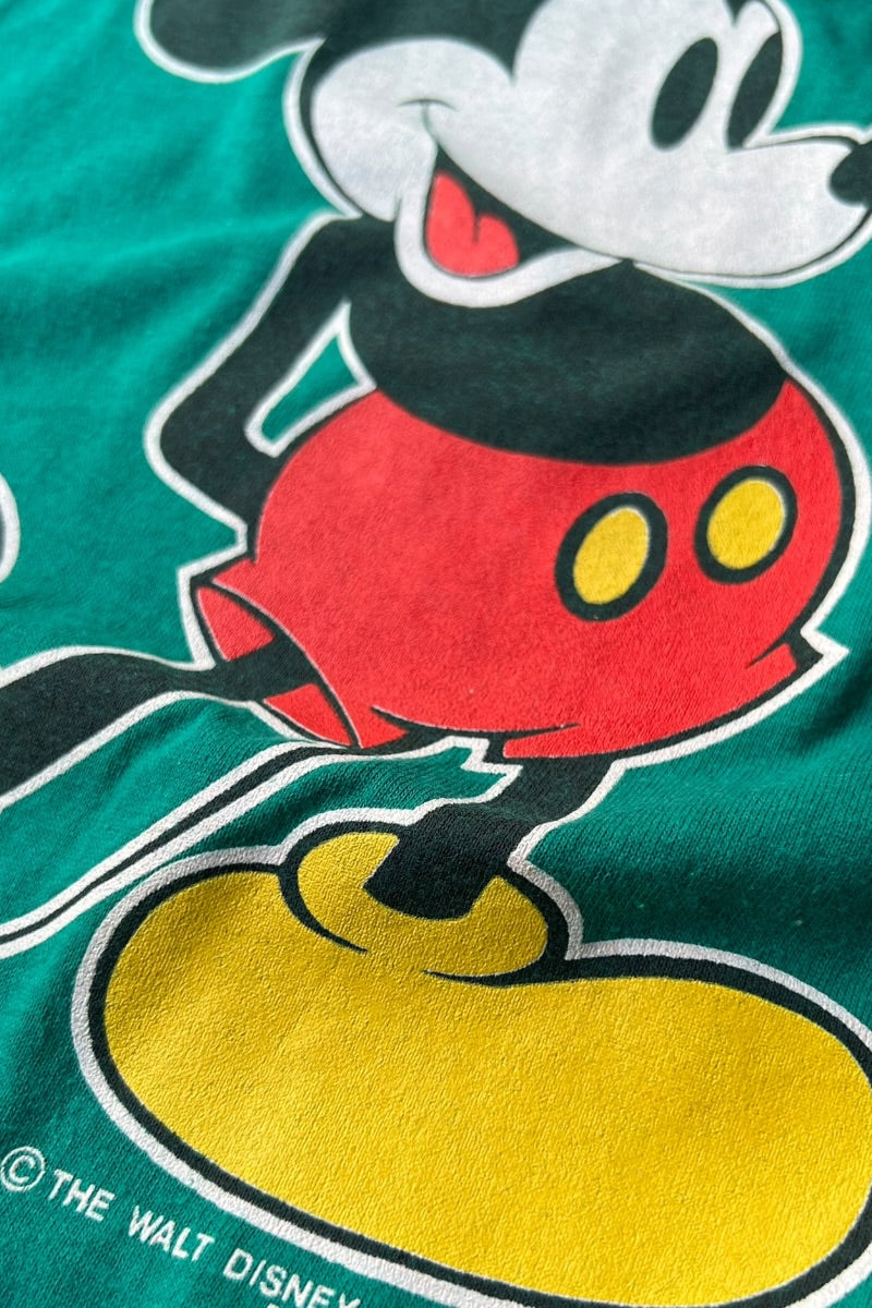 MADE IN USA 90'S MICKEY T-SHIRT / GREEN [SIZE: L USED]