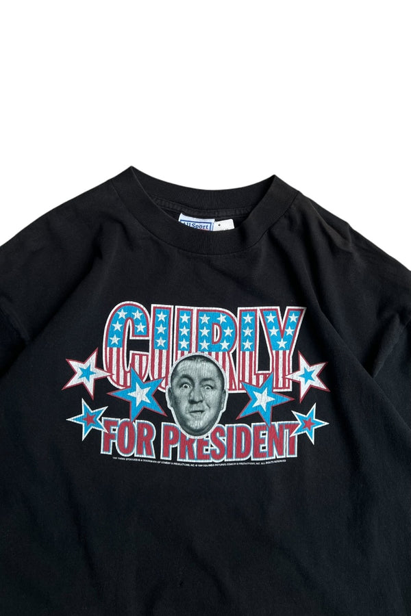 MADE IN USA 95'S THREE STOOGIES CURLY MOVIE T-SHIRT / BLACK [SIZE: XL USED]