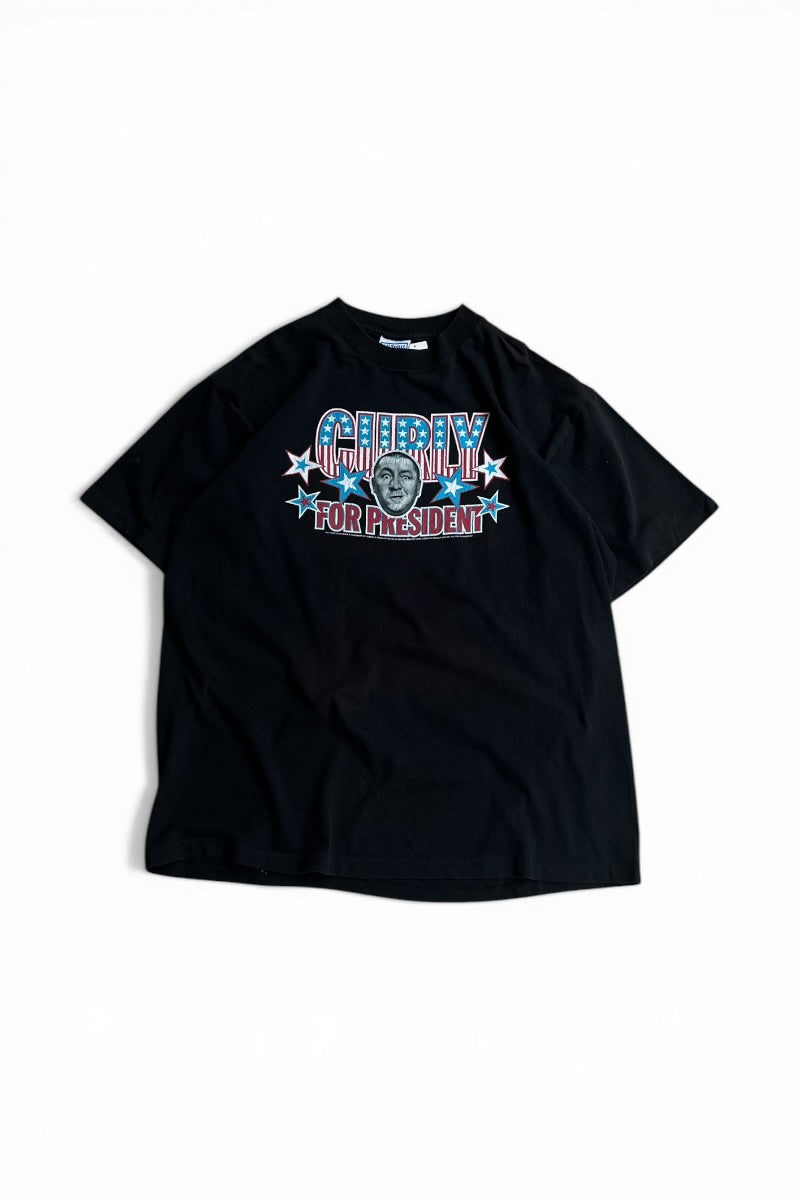 MADE IN USA 95'S THREE STOOGIES CURLY MOVIE T-SHIRT / BLACK [SIZE: XL USED]