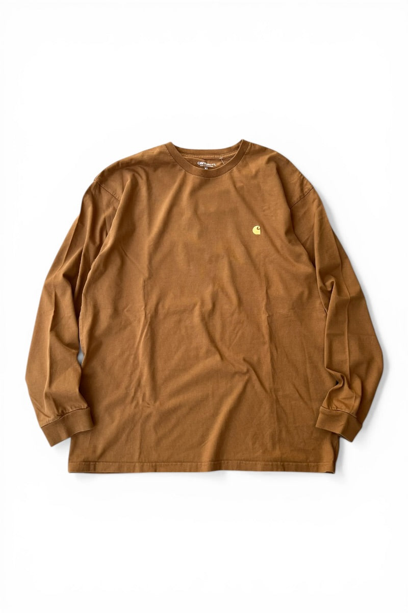 L/S ONE POINT T-SHIRT / BROWN [SIZE: XL USED]