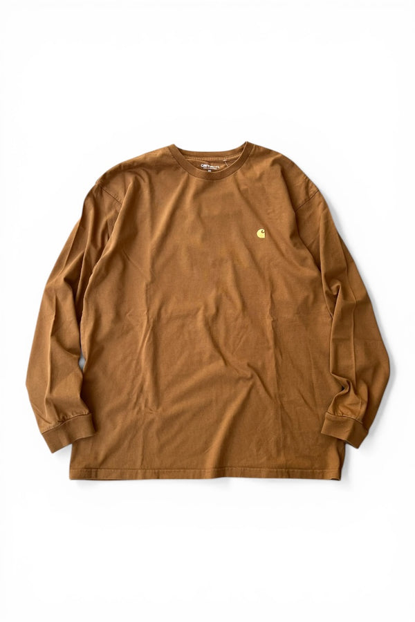 L/S ONE POINT T-SHIRT / BROWN [SIZE: XL USED]