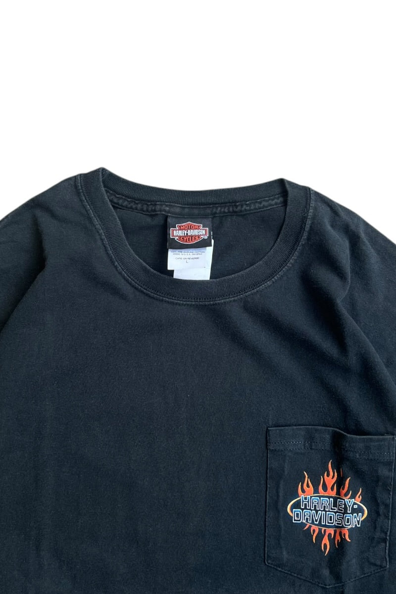 MADE IN USA 90'S LAKELAND POCKET T-SHIRT / BLACK [SIZE: L USED]