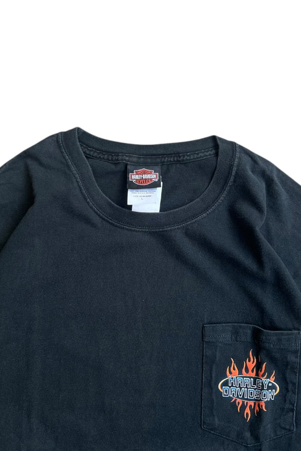 MADE IN USA 90'S LAKELAND POCKET T-SHIRT / BLACK [SIZE: L USED]