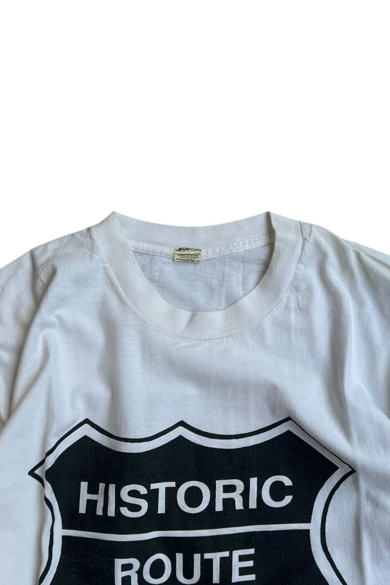 MADE IN USA 80'S ROUTE 66 T-SHIRT / WHITE [SIZE: L USED]