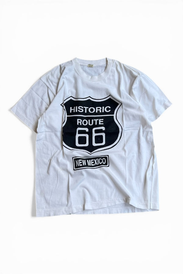 MADE IN USA 80'S ROUTE 66 T-SHIRT / WHITE [SIZE: L USED]