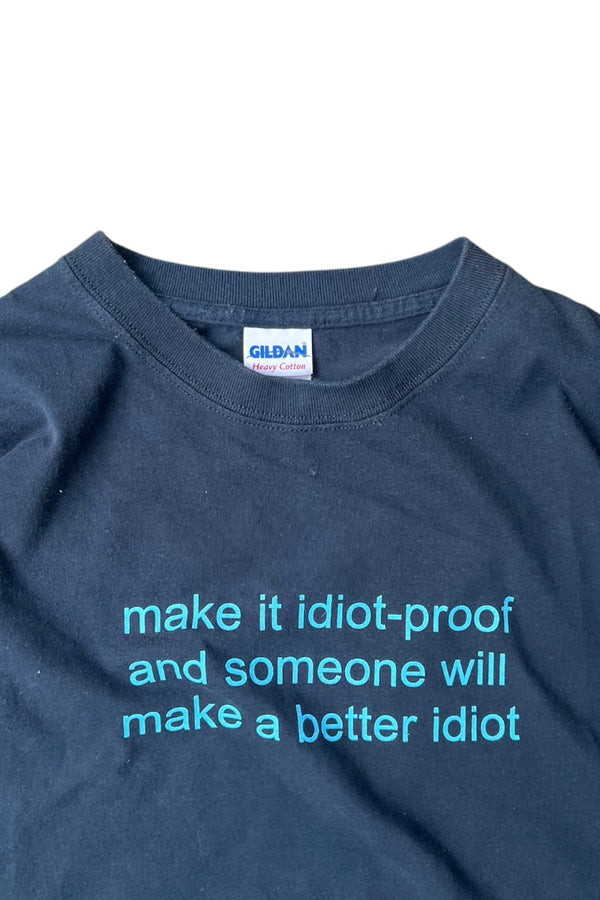 90s-00s MAKE IT IDIOT MESSAGE T-SHIRT / BLACK [SIZE: 2XL USED]
