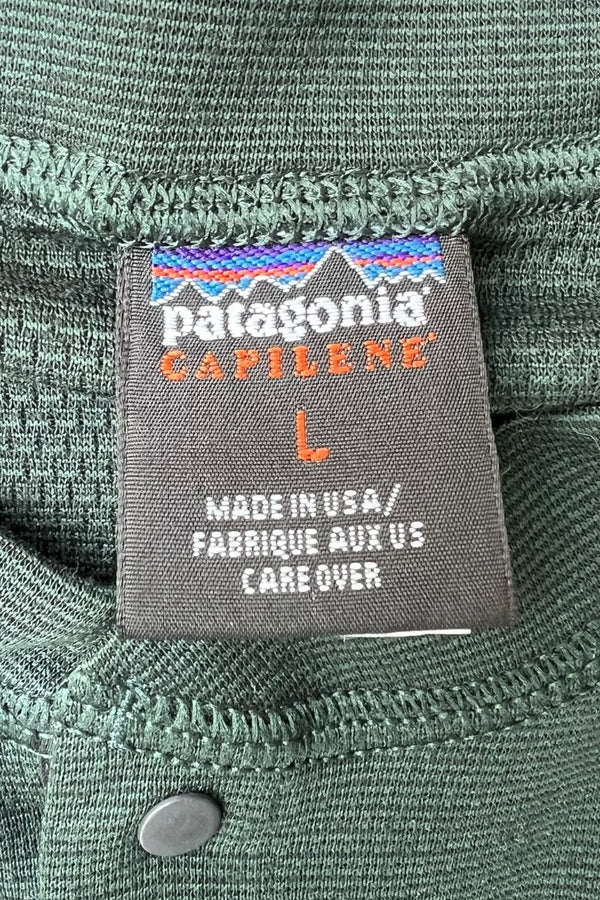 MADE IN USA 97'S CAPILENE L/S HENLEY-NECK BASE LAYER / GREEN [SIZE: L USED]