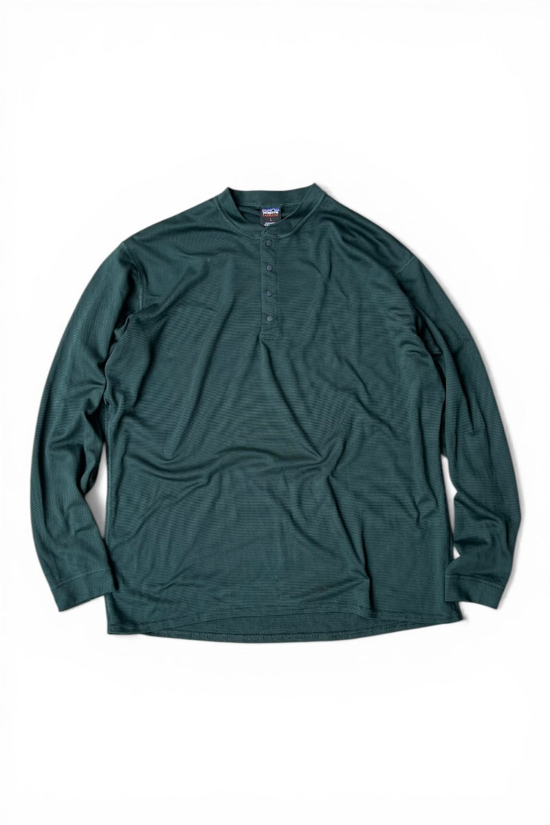 MADE IN USA 97'S CAPILENE L/S HENLEY-NECK BASE LAYER / GREEN [SIZE: L USED]