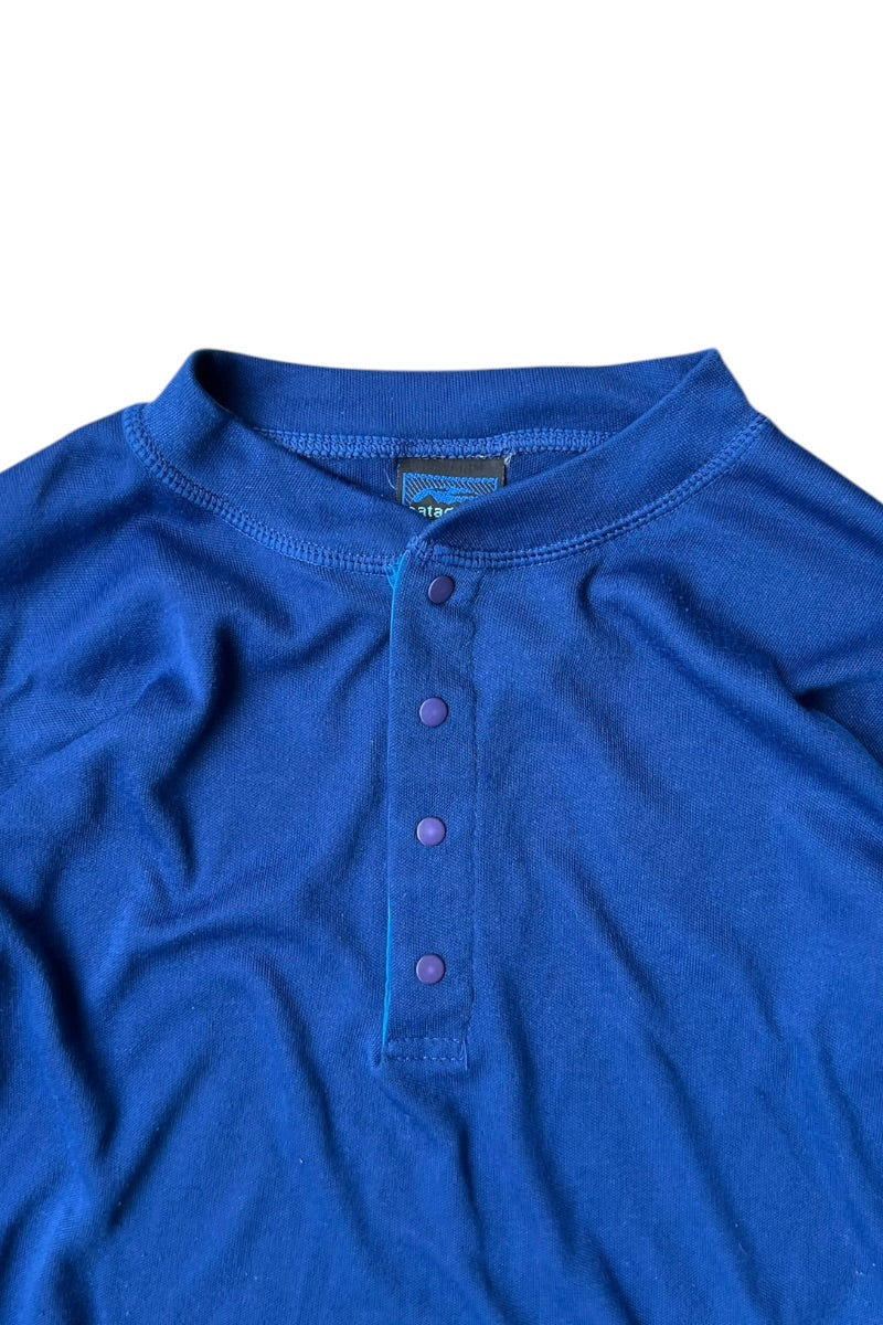MADE IN USA 92'S CAPILENE L/S HENLEY-NECK BASE LAYER / BLUE [SIZE: XS USED]