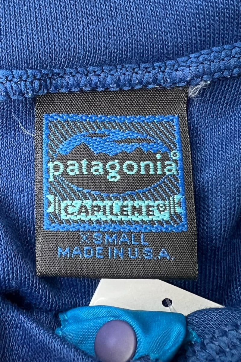 MADE IN USA 92'S CAPILENE L/S HENLEY-NECK BASE LAYER / BLUE [SIZE: XS USED]