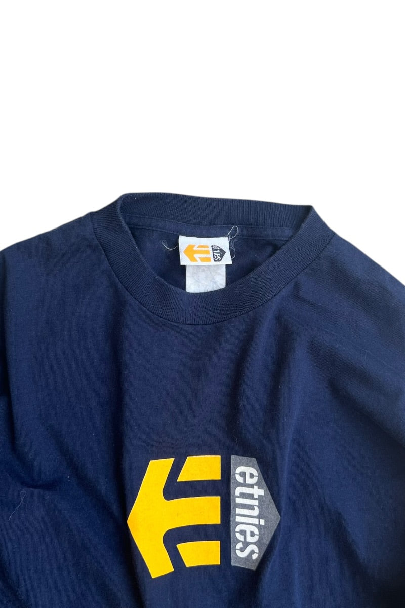 MADE IN USA 90'S SKATEBOARDING L/S T-SHIRT / NAVY [SIZE: M USED]