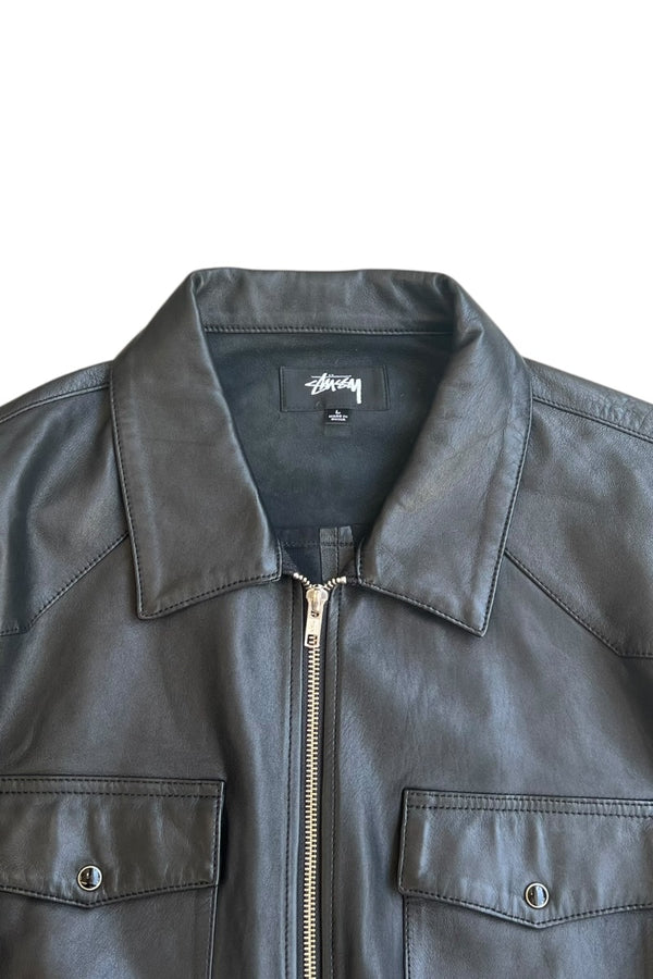 SHEEP LEATHER WESTERN SHIRT JACKET / BLACK [SIZE: L USED]
