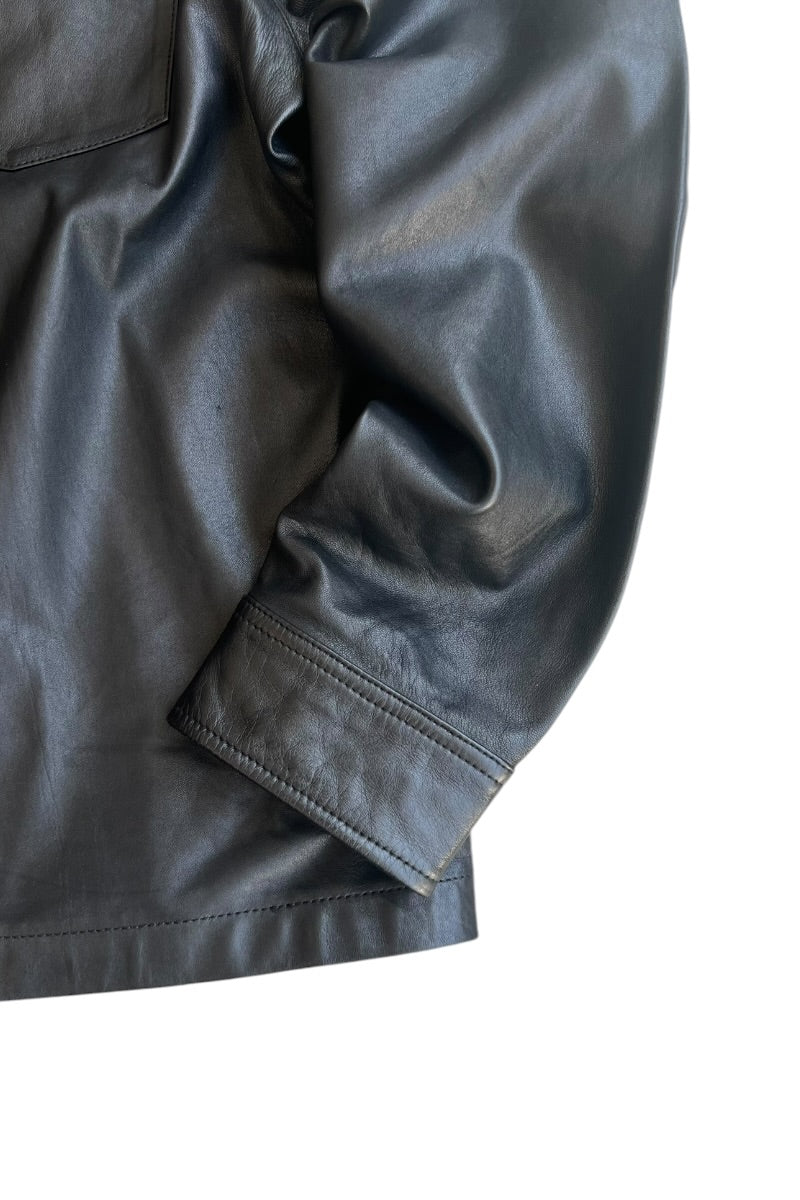 SHEEP LEATHER WESTERN SHIRT JACKET / BLACK [SIZE: L USED]